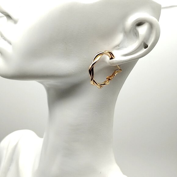 Gold-tone Twisted Hoop Earrings - Picture 6 of 13